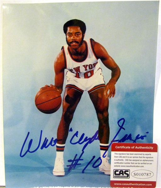 WALT FRAZIER SIGNED 8 X 10 PHOTO w/CAS COA