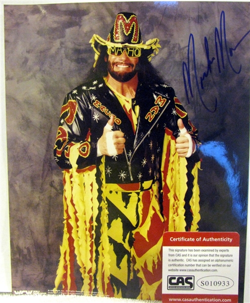 RANDY MACHO MAN SAVAGE SIGNED 8 X 10 PHOTO w/CAS COA