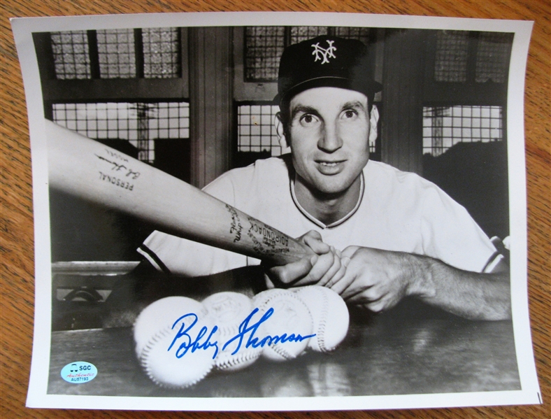  BOBBY THOMSON SIGNED PHOTO w/SGC COA