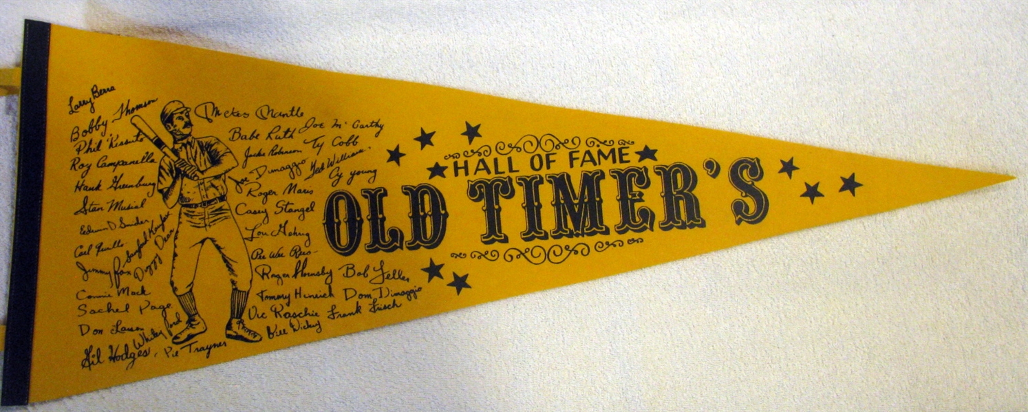 VINTAGE HALL OF FAME OLD TIMER'S  PENNANT w/PLAYER NAMES