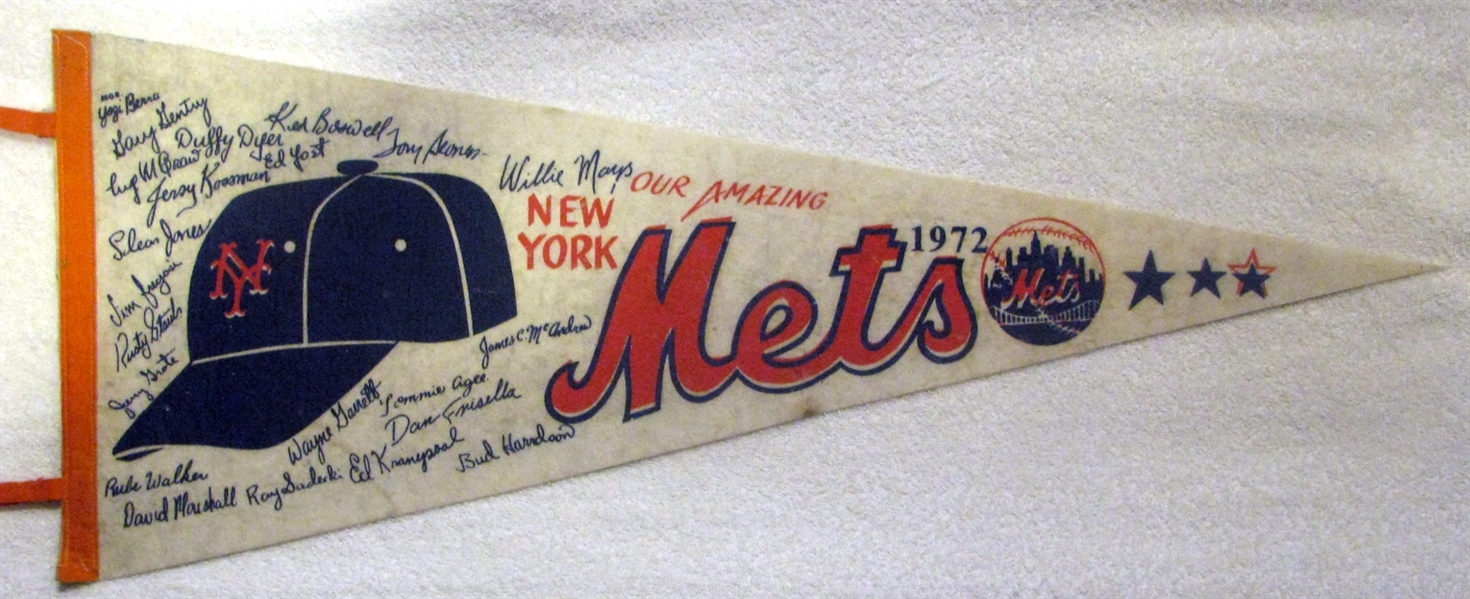 1972 NEW YORK METS PENNANT w/PLAYERS NAMES