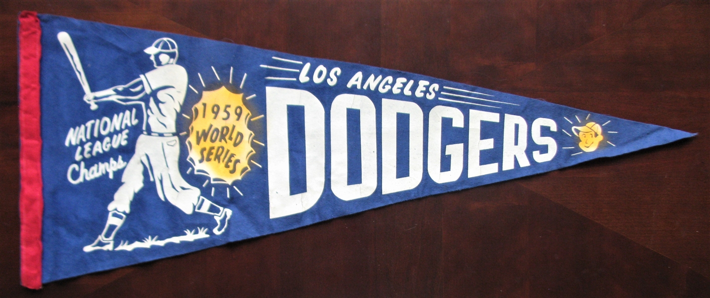 RARE 1959 LOS ANGELES DODGERS WORLD SERIES PENNANT
