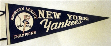 40s/50s NEW YORK YANKEES "AMERICAN LEAGUE CHAMPIONS" PENNANT
