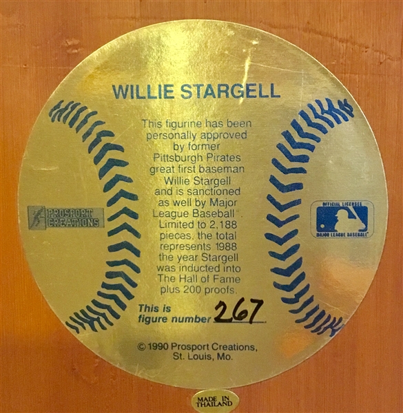 1990 WILLIE STARGELL SIGNED PROSPORT STATUE w/BOX & COA