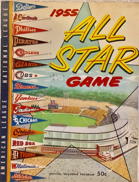 1955 ALL-STAR GAME PROGRAM - MANTLE & MUSIAL HOMER