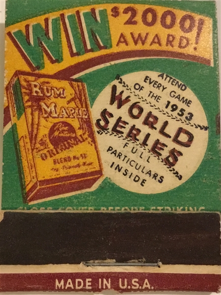 1953 WORLD SERIES MATCHBOOK