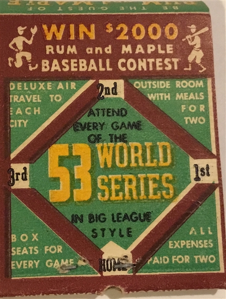 1953 WORLD SERIES MATCHBOOK