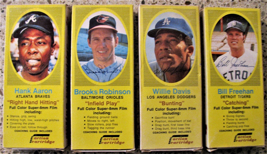 4 BASEBALL COACHING LIBRARY COLOR ACTION CARTRIDGES w/AARON - ROBINSO - DAVIS - FREEHAN