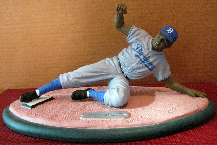 1955 WS JACKIE ROBINSON STEALS HOME ROMITO STATUE w/BOX 