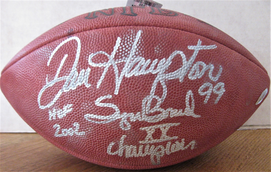 DAN HAMPTON HOF 2002 - #99 - SB XX CHAMPIONS SIGNED FOOTBALL w/ TRISTAR AUTHENTICATION
