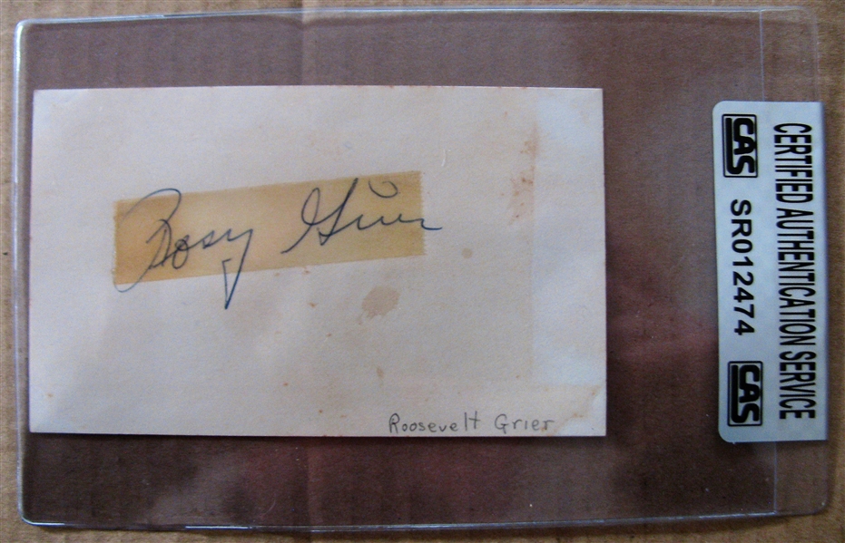ROSY GRIER SIGNED 3X5 INDEX CARD - CAS AUTHENTICATED