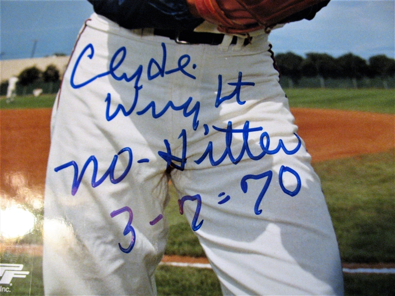 CLYDE WRIGHT NO HITTER 3-7-70 SIGNED PHOTO /TRISTAR