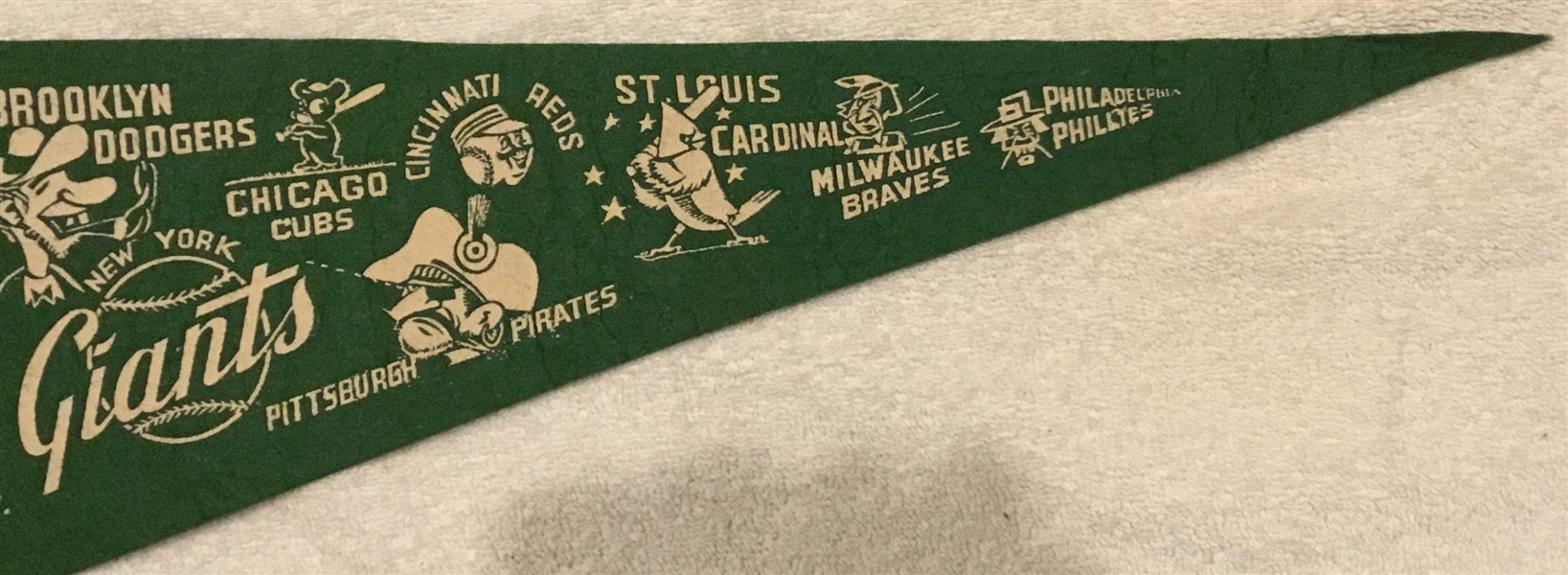 50's COOPERSTOWN PENNANT w/NATIONAL LEAGUE LOGOS - RARE