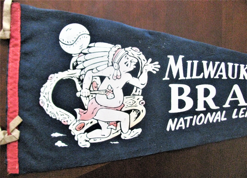 RARE - 50's MILWAUKEE BRAVES NATIONAL LEAGUE CHAMPIONS PENNANT