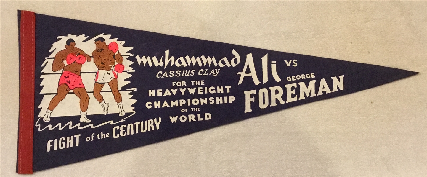 1974 RUMBLE IN THE JUNGLE PENNANT - ALI vs FOREMAN