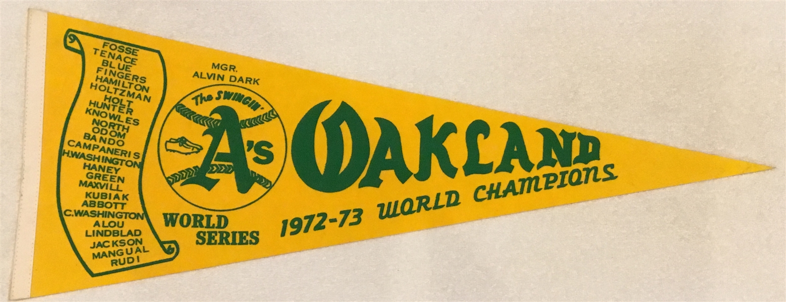 1972-73 OAKLAND ATHLETICS WORLD CHAMPIONS PENNANT