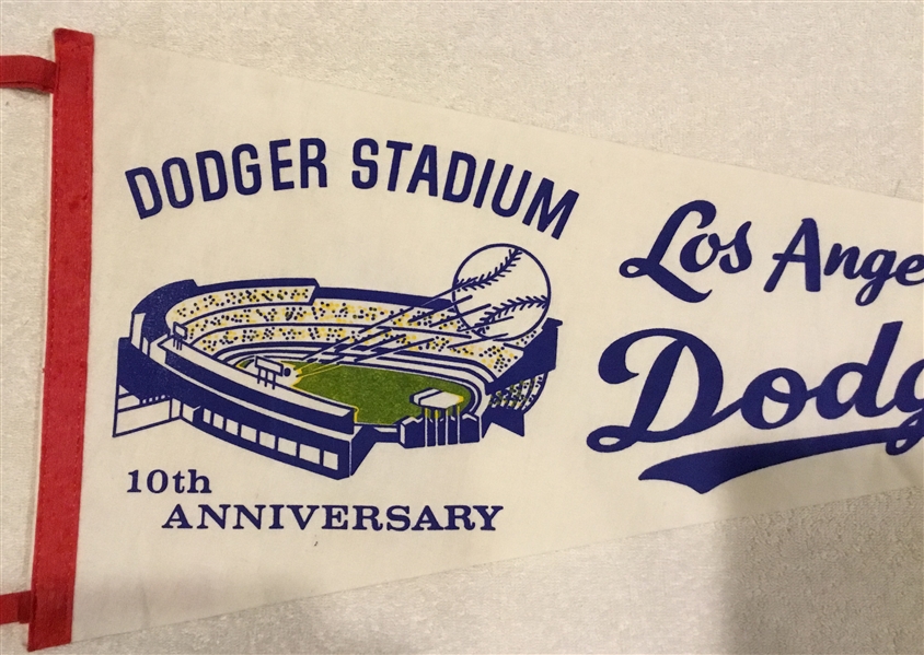 1972 LOS ANGELES DODGERS 10th ANNIVERSARY OF DODGERS STADIUM PENNANT