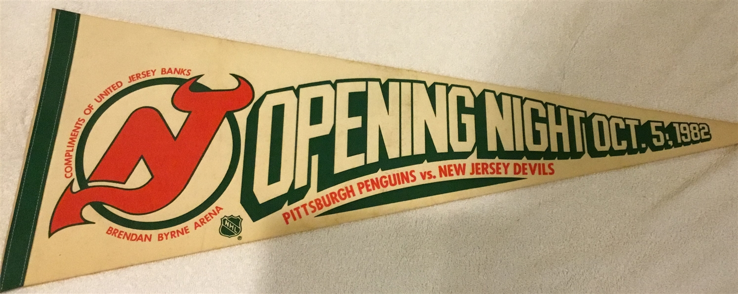 1982 NEW JERSEY DEVILS OPENING NIGHT PENNANT - DEVILS 1st YEAR