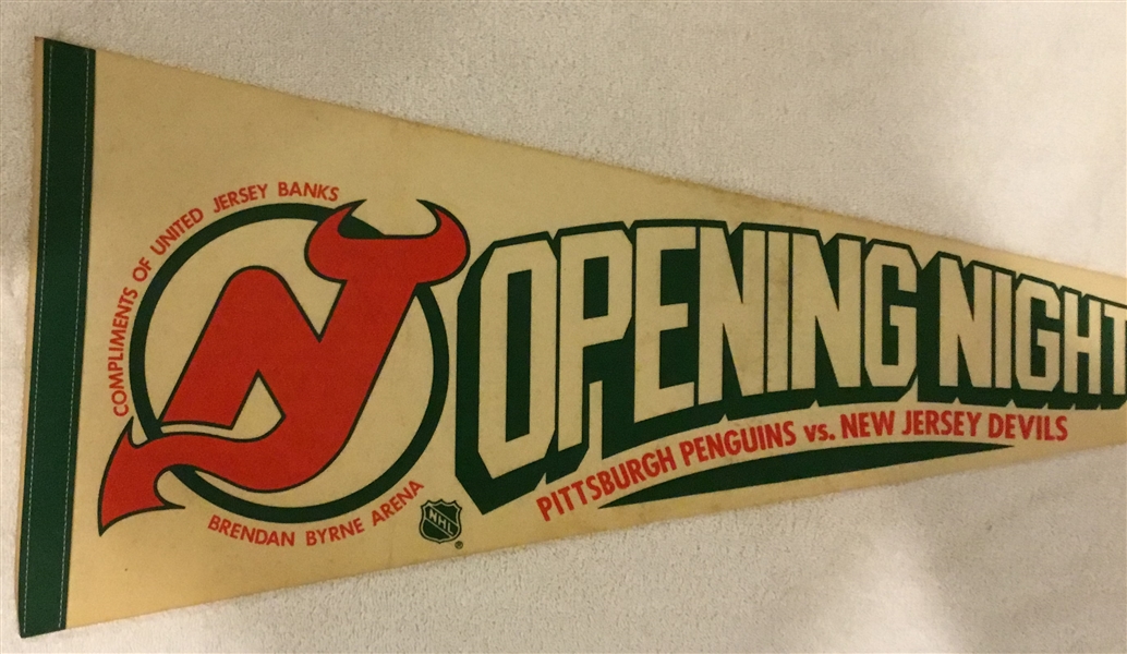 1982 NEW JERSEY DEVILS OPENING NIGHT PENNANT - DEVILS 1st YEAR