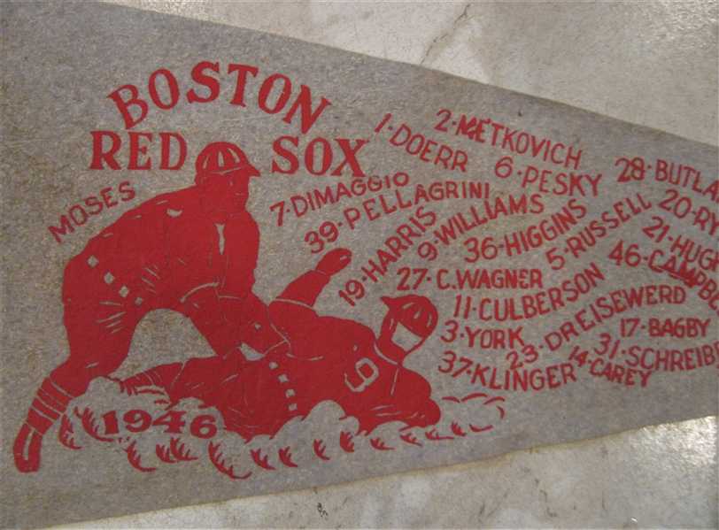 1946 BOSTON RED SOX PENNANT w/PLAYER'S NAMES