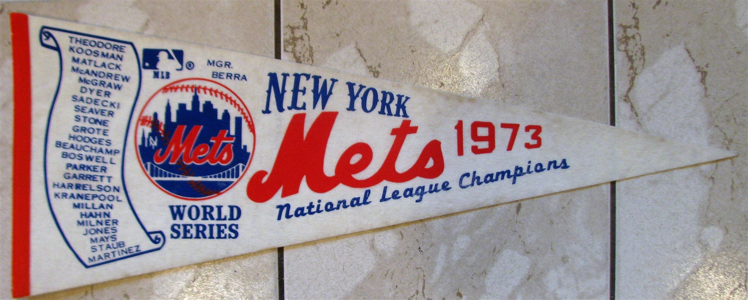 1973 NY METS NATIONAL LEAGUE CHAMPIONS SCROLL PENNANT