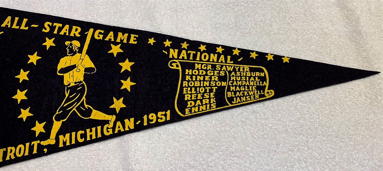 1951 ALL-STAR GAME PENNANT @ DETROIT- VERY RARE