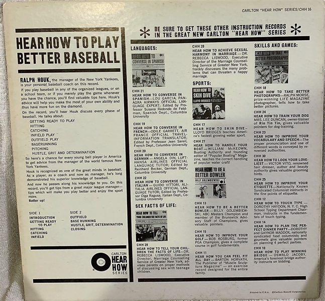 60's RALPH HOUK HOW TO PLAY BETTER BASEBALL RECORD ALBUM
