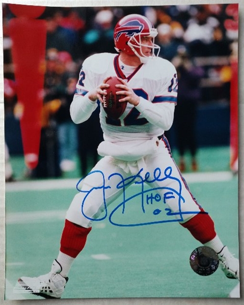 JIM KELLY HOF 02 SIGNED COLOR PHOTO /CAS AUTHENTICATED