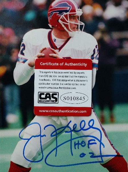 JIM KELLY HOF 02 SIGNED COLOR PHOTO /CAS AUTHENTICATED