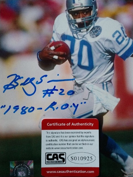 BILLY SIMS #20 - 1980 - ROY SIGNED PHOTO w/CAS COA