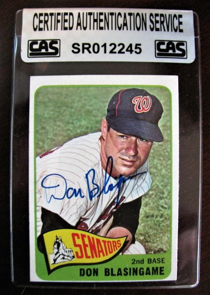 DON BLASINGAME 1965 TOPPS SIGNED BASEBALL CARD /CAS AUTHENTICATED