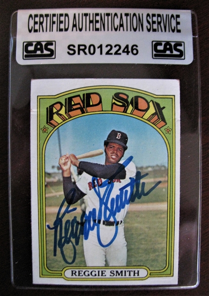 REGGIE SMITH 1972 TOPPS SIGNED BASEBALL CARD /CAS AUTHENTICATED