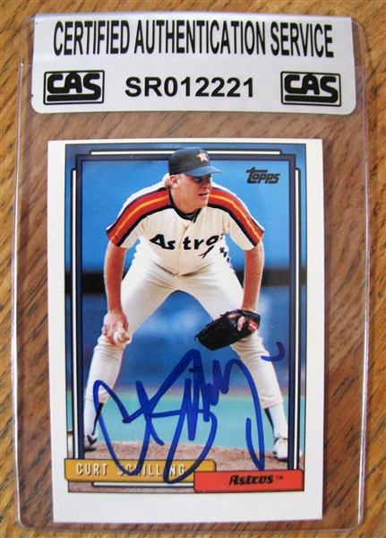 CURT SCHILLING SIGNED BASEBALL CARD /CAS AUTHENTICATED