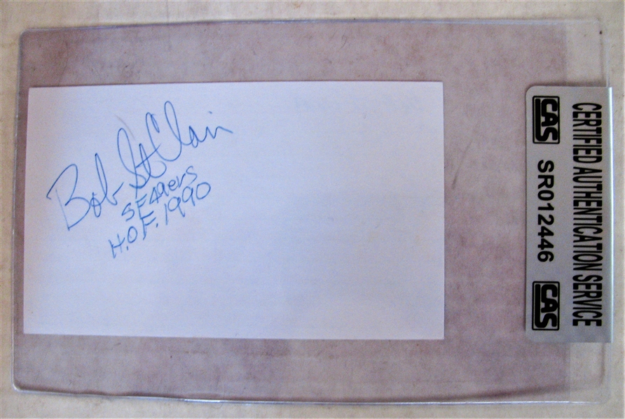 BOB ST. CLAIR SFers HOF 1990 SIGNED 3X5 INDEX CARD - CAS AUTHENTICATED