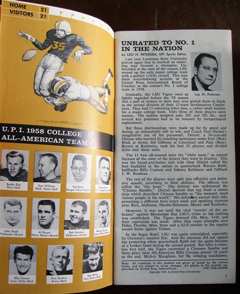 1959 PRO & COLLEGE FOOTBALL SCHEDULE HANDBOOK