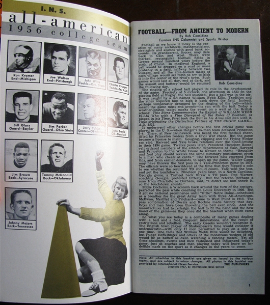 1957 PRO & COLLEGE FOOTBALL SCHEDULE HANDBOOK