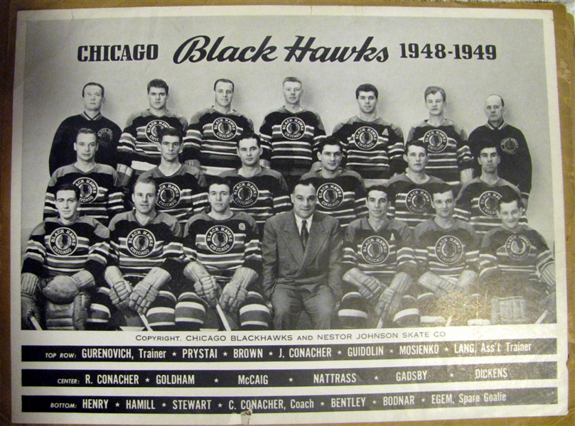 1948-1949 CHICAGO BLACK HAWKS PROMOTIONAL PHOTO
