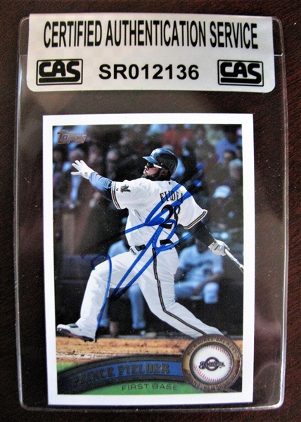 PRINCE FIELDER SIGNED BASEBALL CARD /CAS AUTHENTICATED