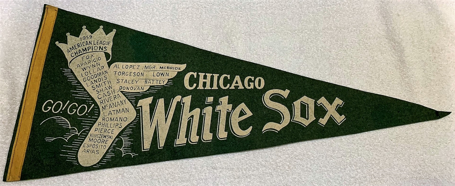 1959 CHICAGO WHITE SOX A.L. CHAMPIONS PENNANT- HTF