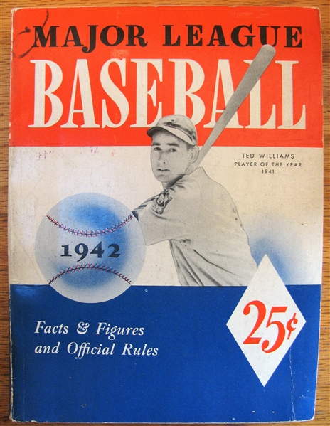 1942 MAJOR LEAGUE BASEBALL BOOK w/ TED WILLIAMS COVER