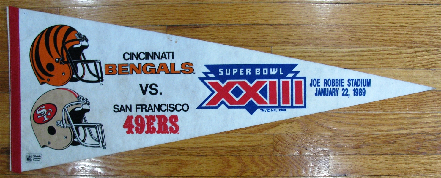 1989 SUPER BOWL XXIII PENNANT- BENGALS vs 49ers