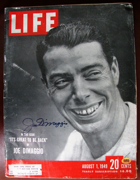 1949 JOE DIMAGGIO SIGNED LIFE MAGAZINE w/CAS COA