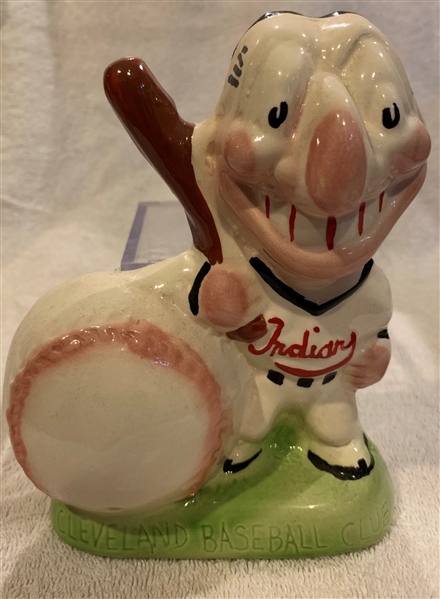 50's CLEVELAND INDIANS CHIEF WAHOO WALL PLAQUE / STRING DISPENSER