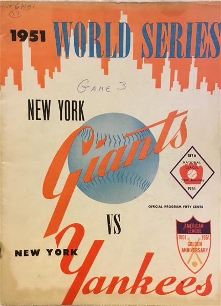 1951 WORLD SERIES PROGRAM - GIANTS ISSUE