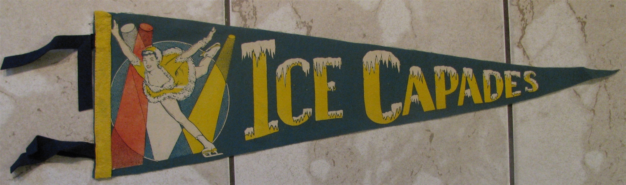 VINTAGE 50's ICE CAPADES PENNANT