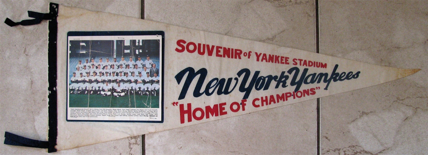 60's NY YANKEES HOME OF CHAMPIONS PICTURE PENNANT
