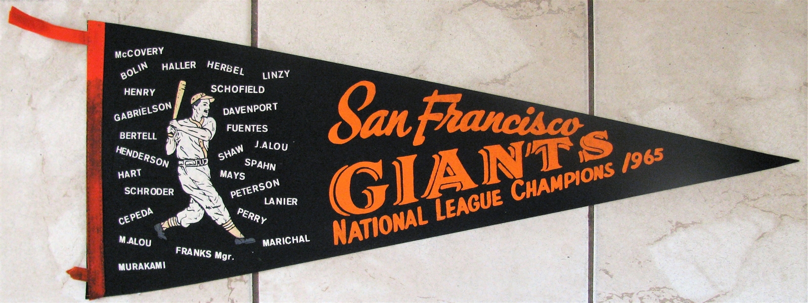 1965 SAN FRANCISCO GIANTS NL CHAMPIONS PHANTOM PENNANT