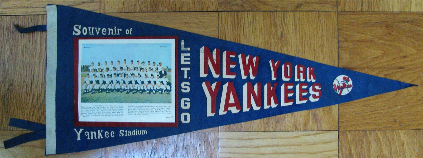 60's LET'S GO NY YANKEES PICTURE PENNANT