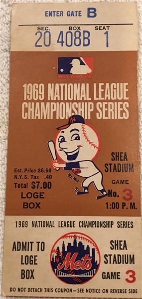 1969 NLCS TICKET - METS ISSUE - GAME 3 