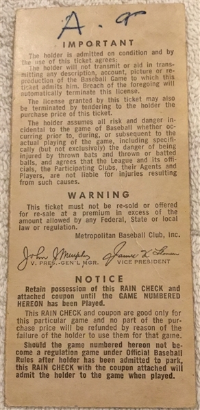 1969 NLCS TICKET - METS ISSUE - GAME 3 